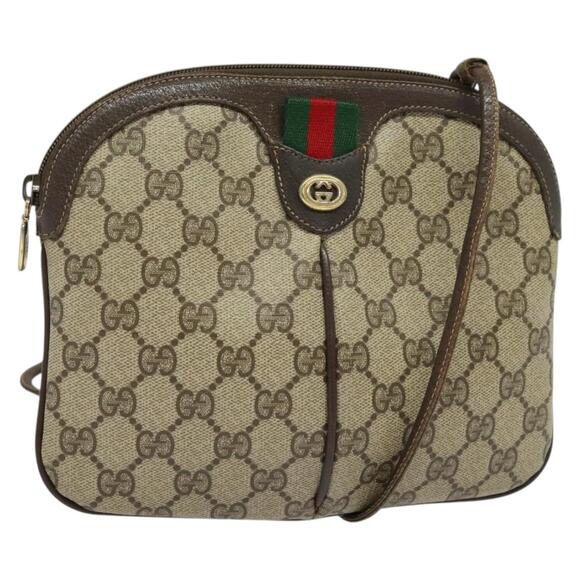GUCCI GG Supreme Web Sherry Line Bag Pvc Beige Gold 904 02 047 - Picture 1 of 16